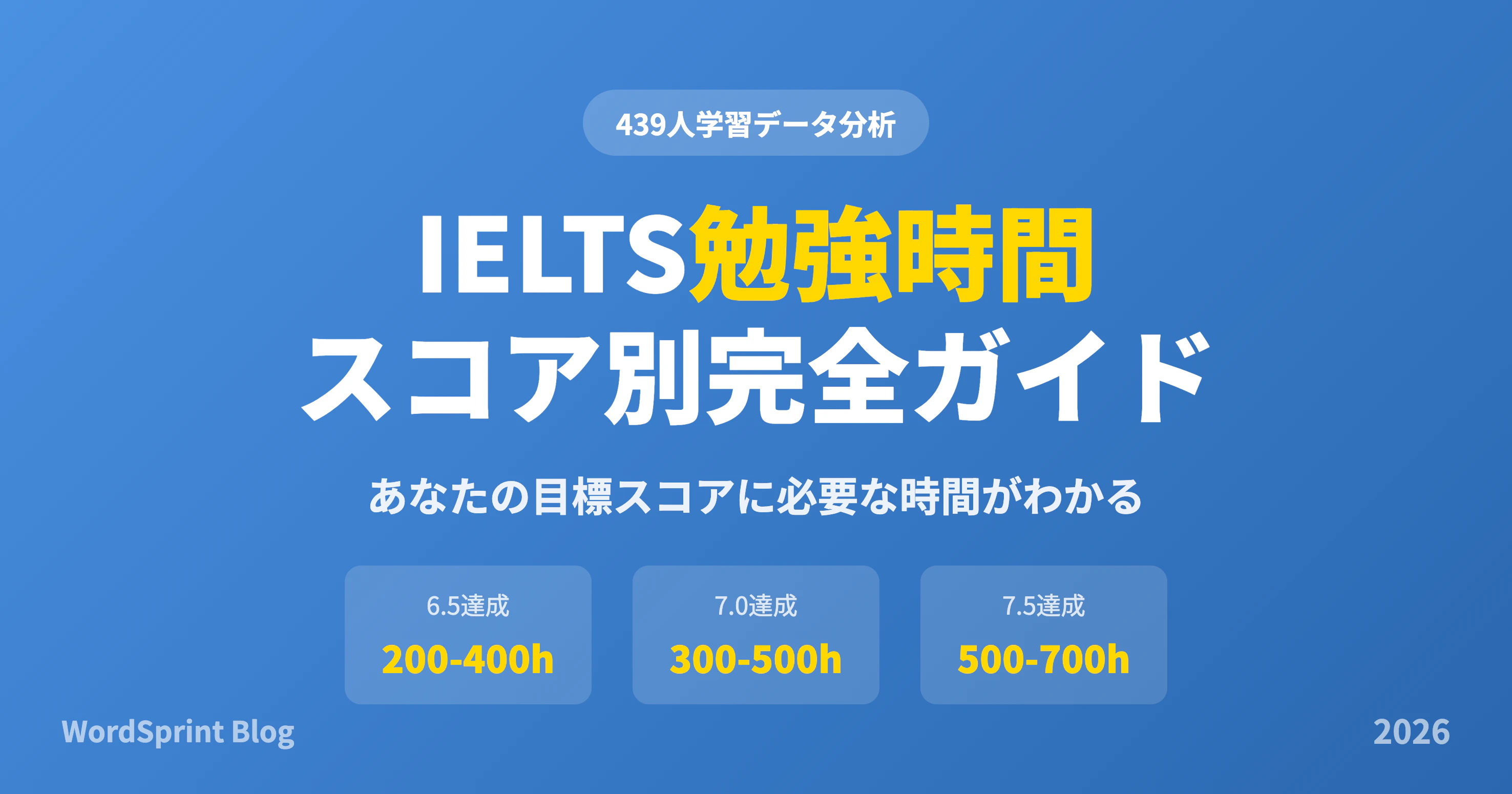IELTS勉強時間｜5.5から6.5は200〜400時間・スコア別早見表